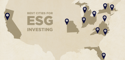 US map of best cities for ESG investing