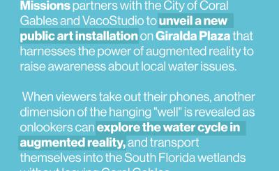This World Water Day, March 22nd, BLUE Missions partners with the City of Coral Gables and VacoStudio to unveil a new public art installation on Giralda Plaza.